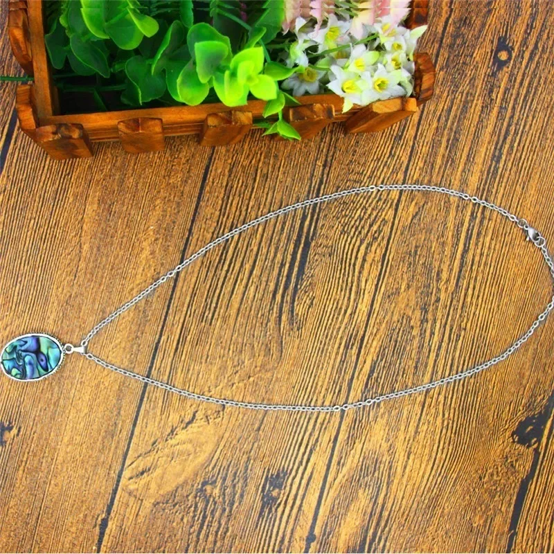 Oval Shell Jewelry Set For Women Classic Design Antique Silver Plated Necklace Earrings Fashion Jewelry TS410