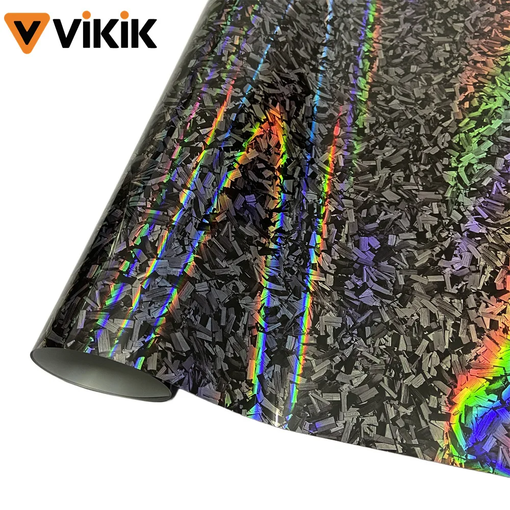 Auto-Folierung Glänzende Laser-Silber Geschmiedete Carbonfolie Regenbogen-Holographische Motorrad-Auto-Zubehör