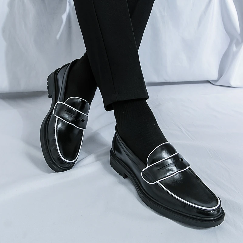 

Men Fashion Dress Shoes Black Brown One Step Lightweight and Comfortable Lefu Shoes British Social Shoes Size 38-46 Men Shoes