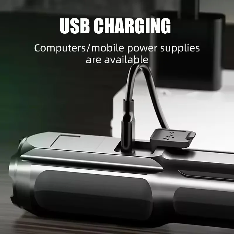 Powerful LED Flashlight Rechargeable USB Built-in Lithium Battery Waterproof Zoom Fishing Hunting Camping Tactical Flashlight image 6