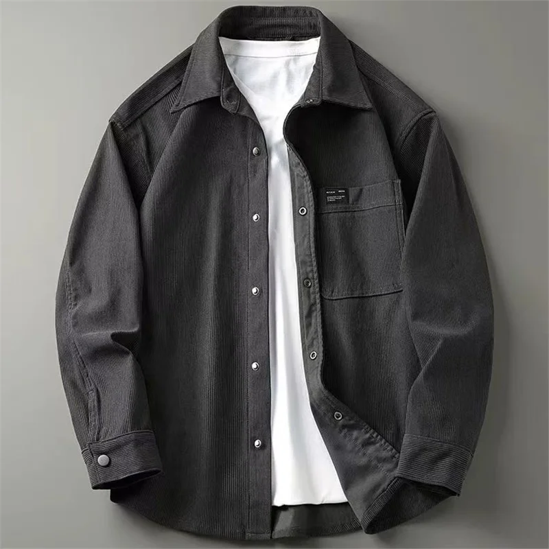 Autumn Winter Corduroy Long Sleeve Shirt Casual Loose Multi Pocket Workwear Vintage Wear Resistant Jacket Outdoor Coat for Men