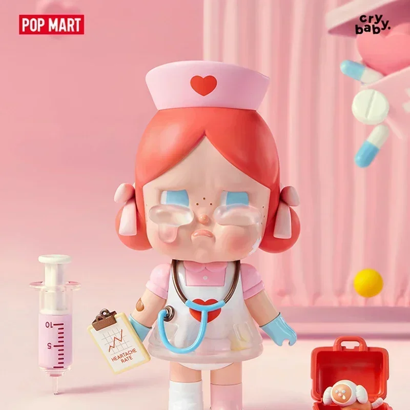 POP MART CRYBABY 힐러 블라인드 박스 귀여운 데스크탑 장식 애니메이션 모델 장난감 소녀용 선물 가방 포함