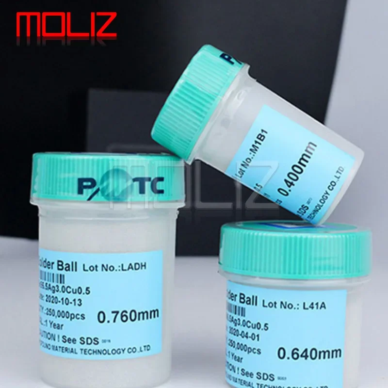 PMTC Lead Free 250K BGA Solder Ball 0.2 0.3 0.35 0.4 0.45 0.5 0.55 0.6 0.64mm BGA Reballing Ball for IC Chips PCB Welding Rework