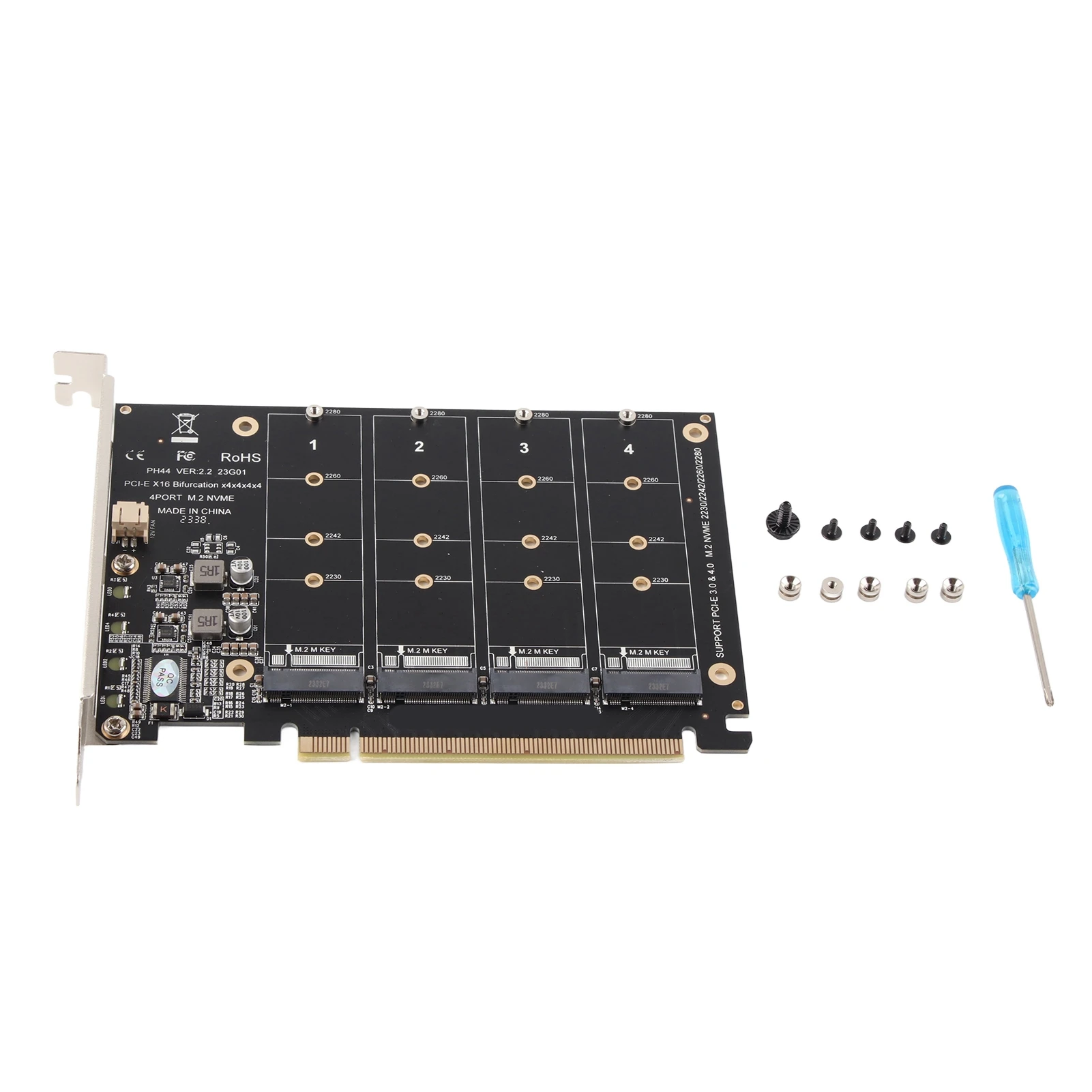 

PCIE X16 Expansion Card M.2 NVME SSD To PCIE X16 Adapter Stable PCIE X16 4 Port PCB Material with Nuts for Computers