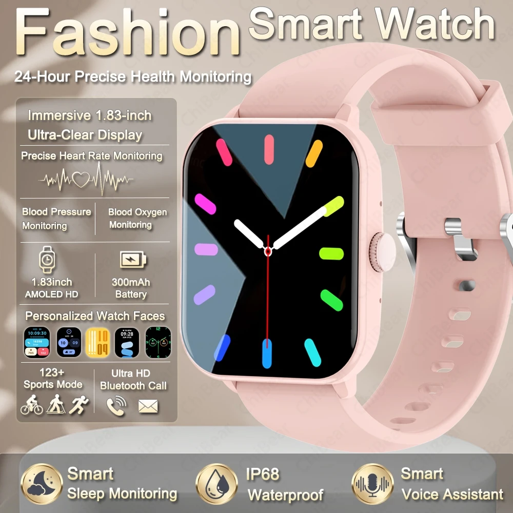 2026New Fashion Light Weight SmartWatch 24/7 Health Monitoring 123+ Sport Modes IP68 Waterproof Blue