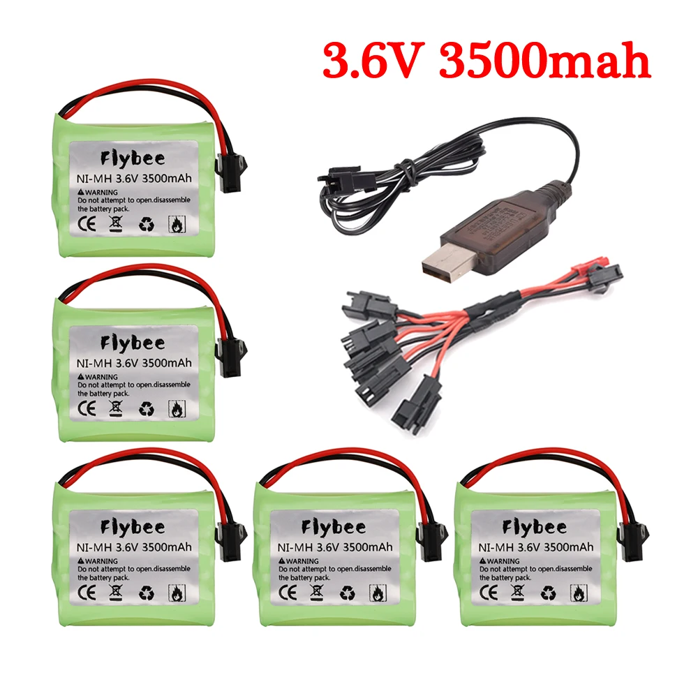 3.6V 3500MAh แบตเตอรี่ NiMH AA + 3.6V USB Charger สำหรับของเล่น Rc รถเรือรถบรรทุกอะไหล่3000Mah 3.6V แบตเตอรี่ปลั๊ก SM