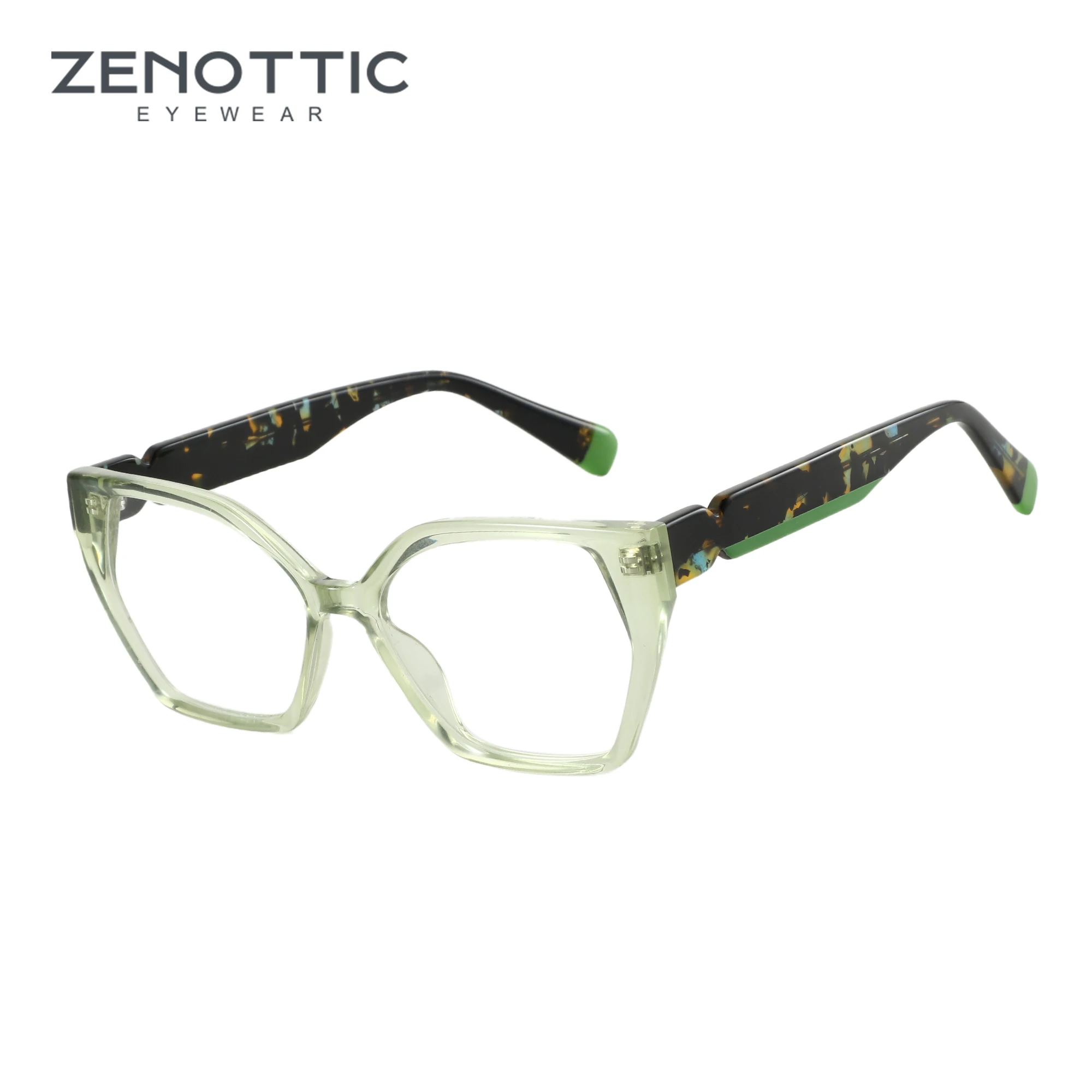 ZENOTTIC New Trend Colourful Acetate Optical Glasses Frame Woman Eyewear Non-Prescription Ladies  Polygon Eyeglasses RD25001