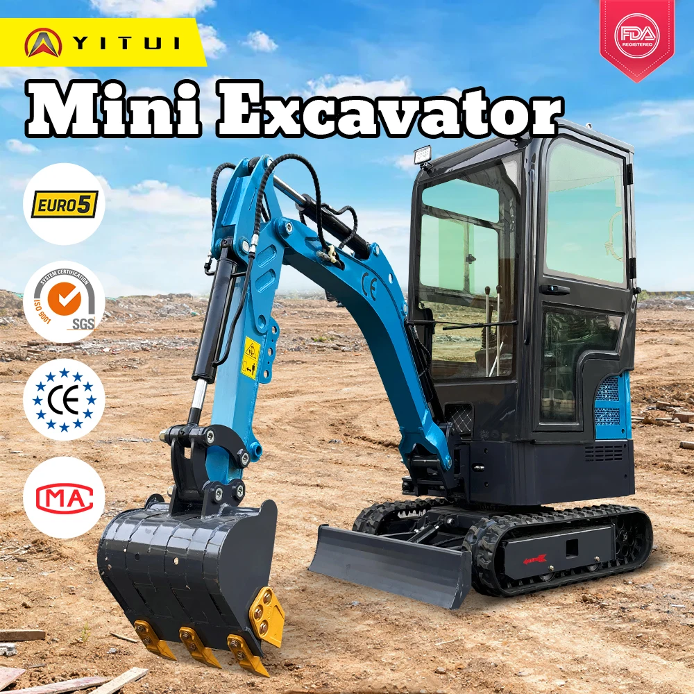 Facile da usare Mini escavatore per cabina domestica con motore Kubota per cingoli antiscivolo da 1,8 tonnellate da 2 tonnellate personalizzato