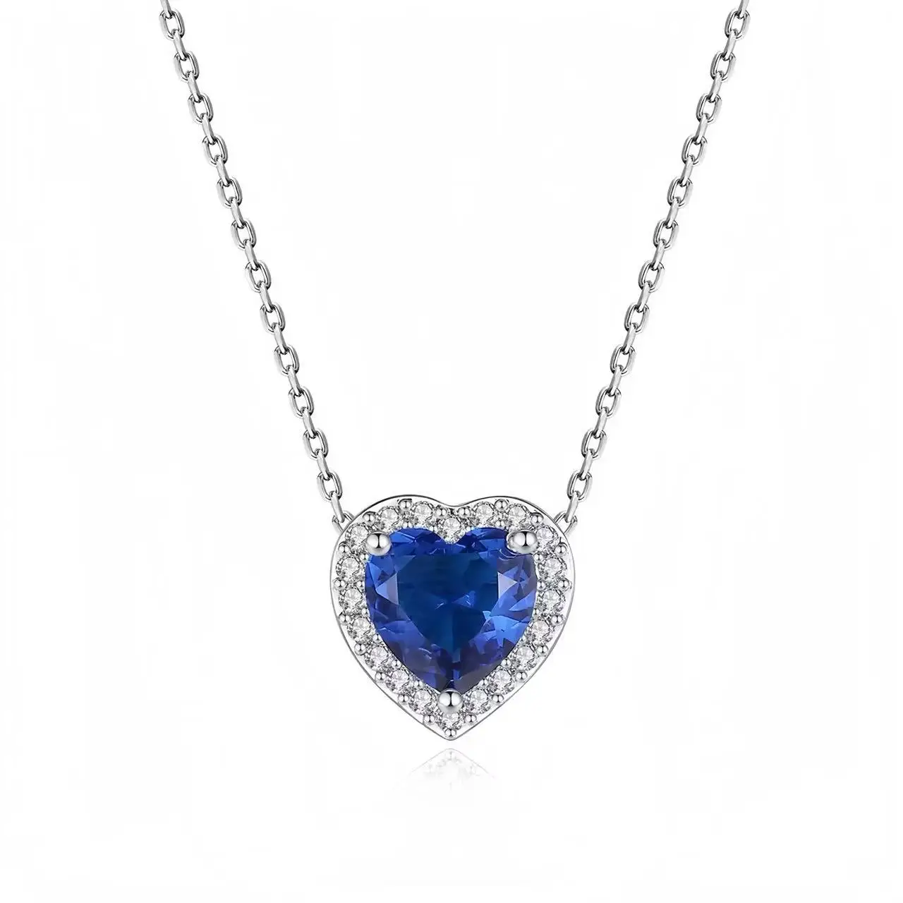 

2025Heart-Shaped 925 Sterling Silver Elevated Red&Pink&Blue&White Heart Necklace Lover's Holiday Gift Jewelry