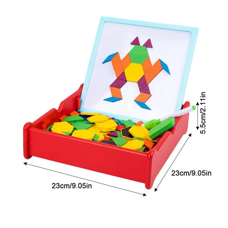 Tangram magnétique en bois géométrique, puzzle sûr et écologique, développer l'explosion pour les héros de forme