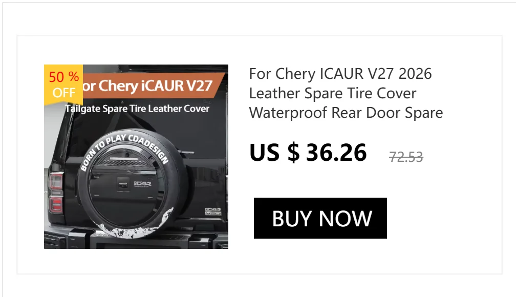 For Chery ICAUR V27 2026 Spare Tire Cover Thickened Rainproof Tire Protective Sleeve Accessories