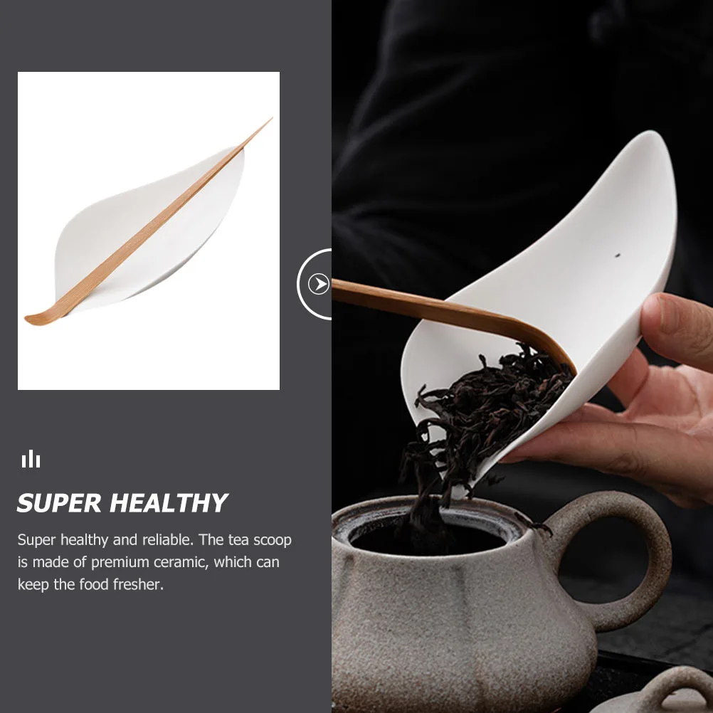 

1 Set Of Ceramic Scoop Premium Reusable Kitchen Spoon For Loose Sugar Baking Soda Spices Smooth Multi-Function