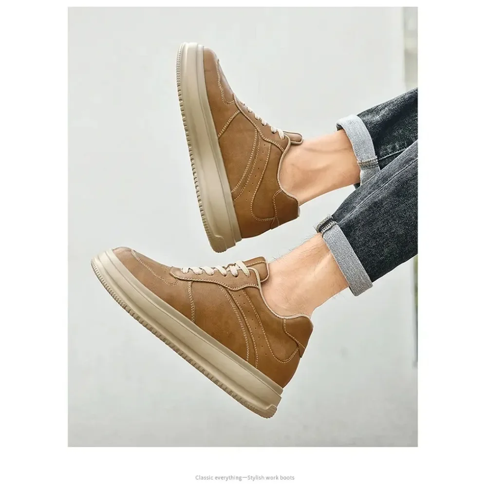 

2026 New Height Increasing Shoes for Men 10cm Invisible Elevator Sneakers White Leathe Sport Zapatillas De Hombre Big Size 45