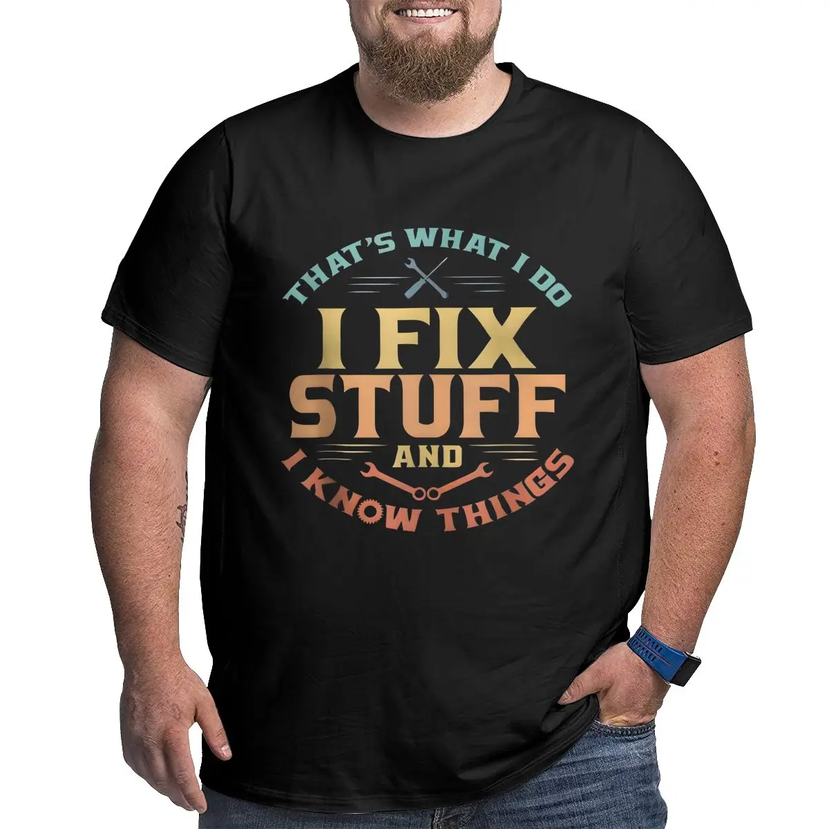 

Мужские футболки I Fix Stuff, хлопковые футболки больших размеров для больших и высоких мужчин, большие футболки с короткими рукавами, 1X-6X, одежда, подарки