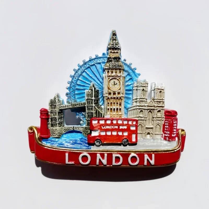 Londres royaume-uni, commémoration du tourisme, peinture 3D, monuments de ville, artisanat, réfrigérateur magnétique, jouets décoratifs
