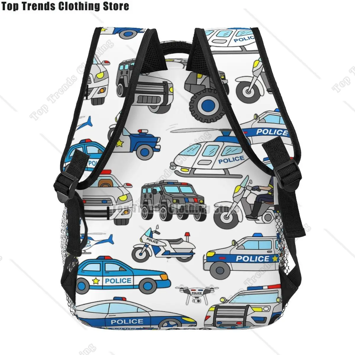 حقائب ظهر بتصميم سيارة الشرطة للأولاد والبنات حقيبة كتب للطلاب حقائب مدرسية كرتونية للأطفال حقيبة كتف بسعة كبيرة