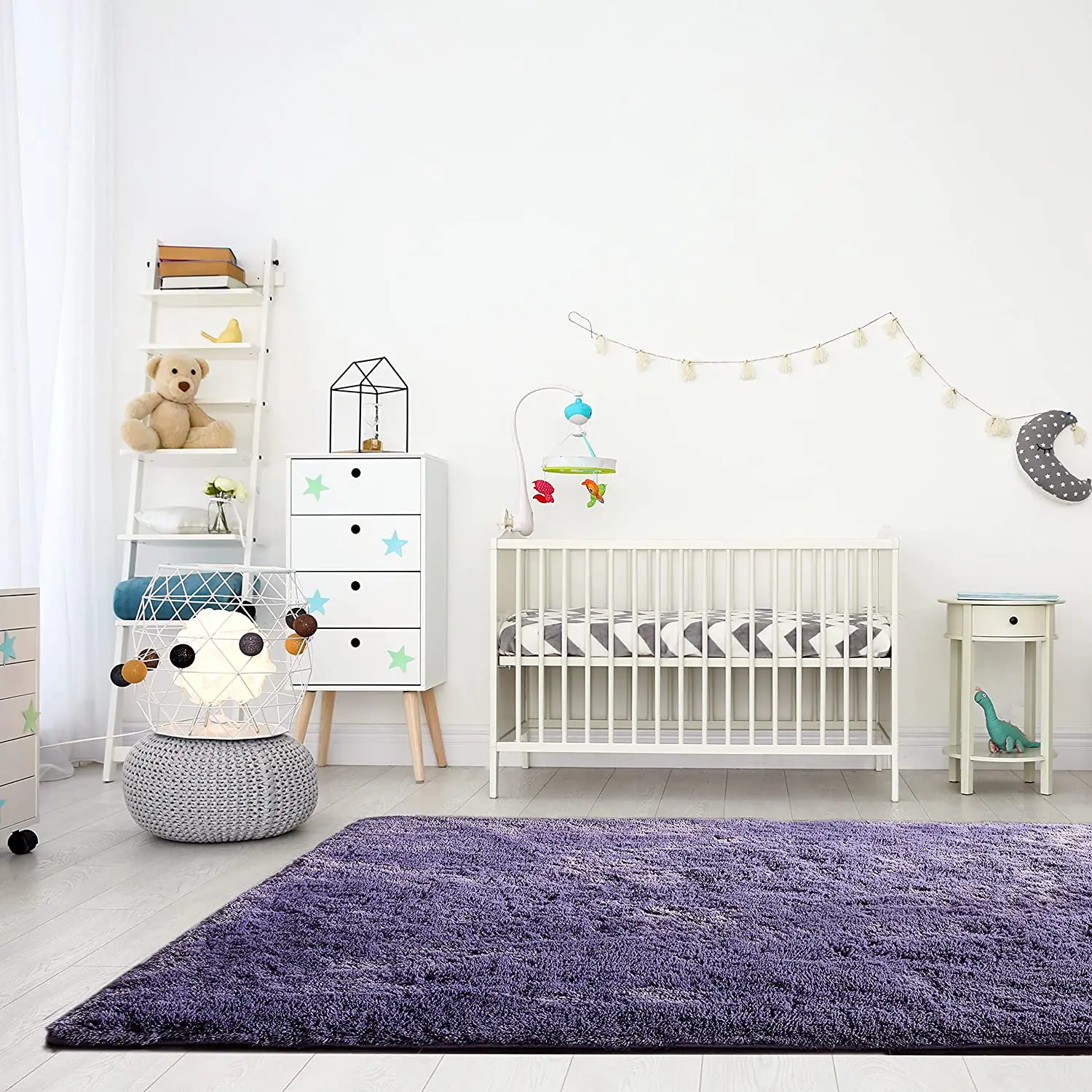 Soft Fluffy Area Rug Shaggy Living Room Carpet Fuzzy Grey purple Rugs Anti-Skid Furry Comfy Bedroom Rugs Home Decor Floor Carpet