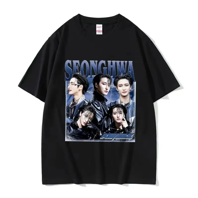 Korean Ateez Seonghwa World Tour Graphic T Shirt Men Women Fashion Kpop O-Neck Clothing T-shirts Casual Cotton Summer T-shirt