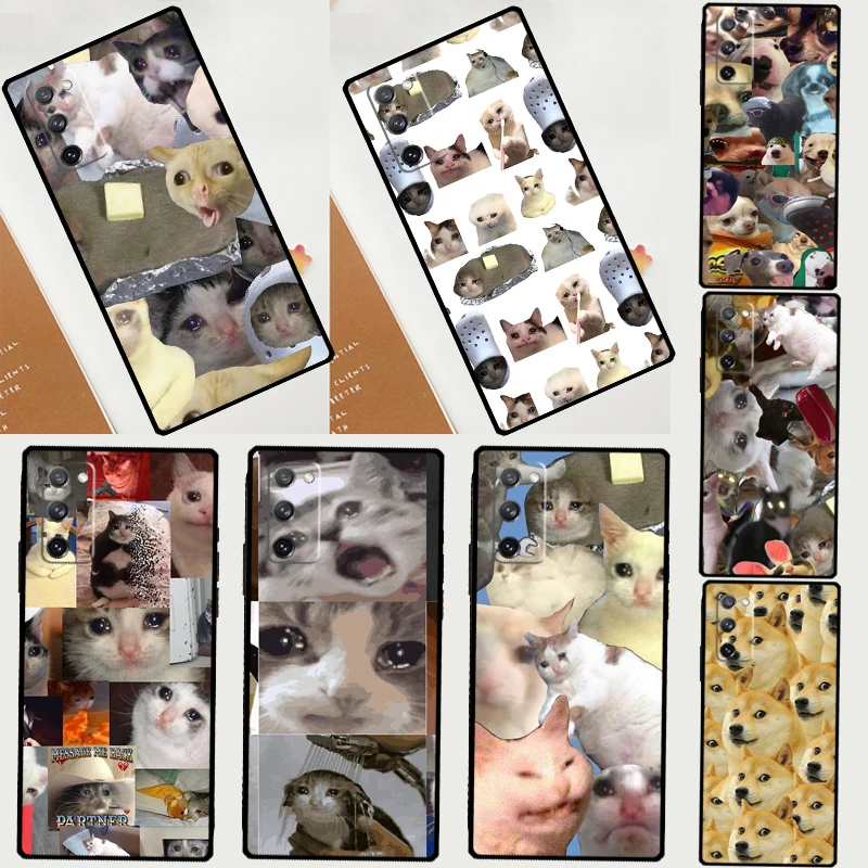 Crying Cat Memes And Dog Case For Samsung Galaxy S23 S22 Ultra S21 S20 FE S8 S9 S10 Note 10 Plus Note 20 Ultra Cover