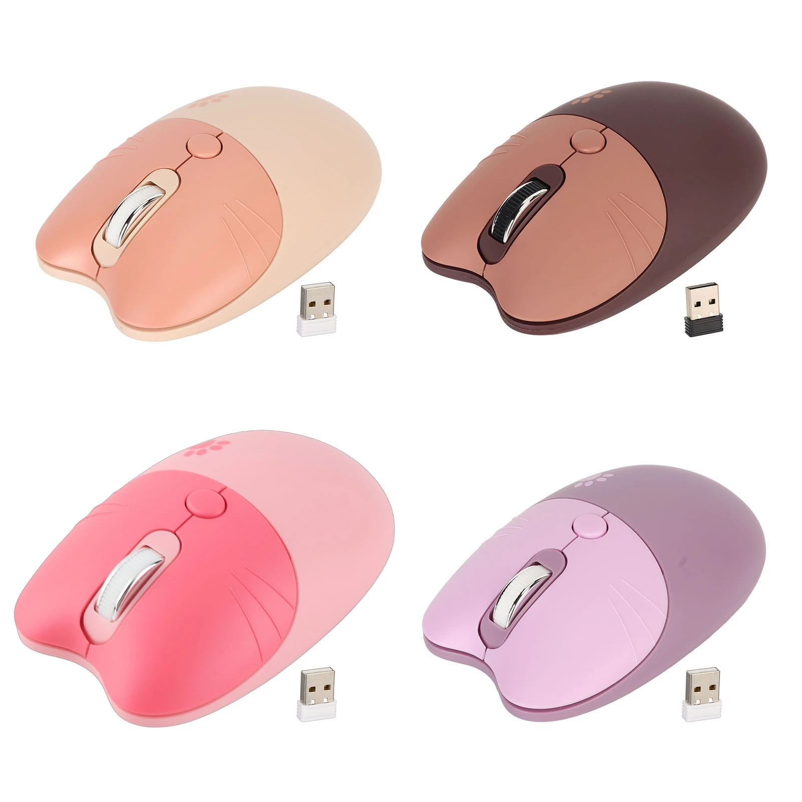 Ratón inalámbrico con forma de gato, 2,4G, receptor USB silencioso, portátil, 3 niveles de DPI, para ordenador portátil M3, 1 ud.