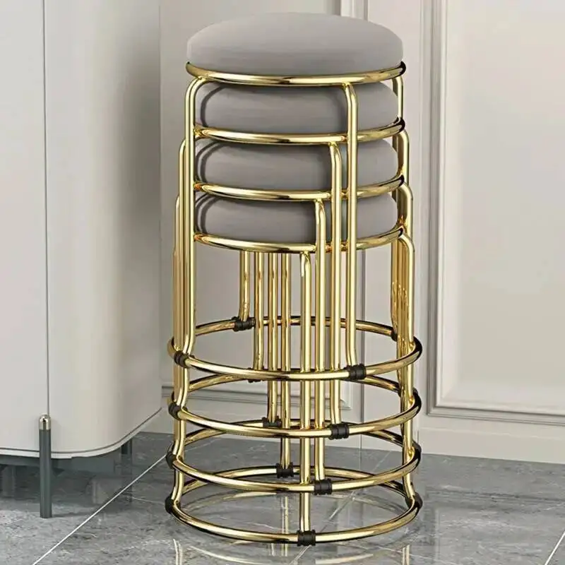 

Gold Luxury Velvet Dining Chair Beauty Salon Bar Stool Dresser Dining Chair Low Stool Entrance Muebles Nordic Furniture YH