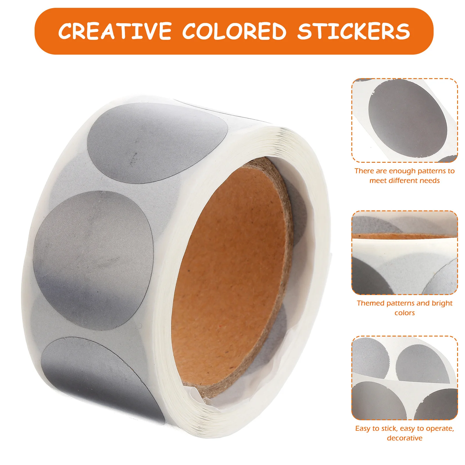 

300Pcs Silver Adhesive PVC Sticker Labels Round Design Easy Remove No Residue for Gift Packaging Craft Scrapbook Decor