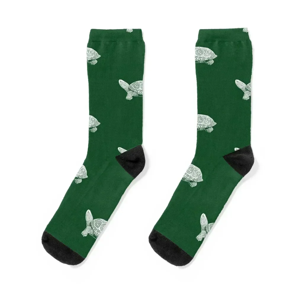 

Diamondback Terrapin White Print Socks Stockings compression shoes bright garter new in's Socks Woman Men's