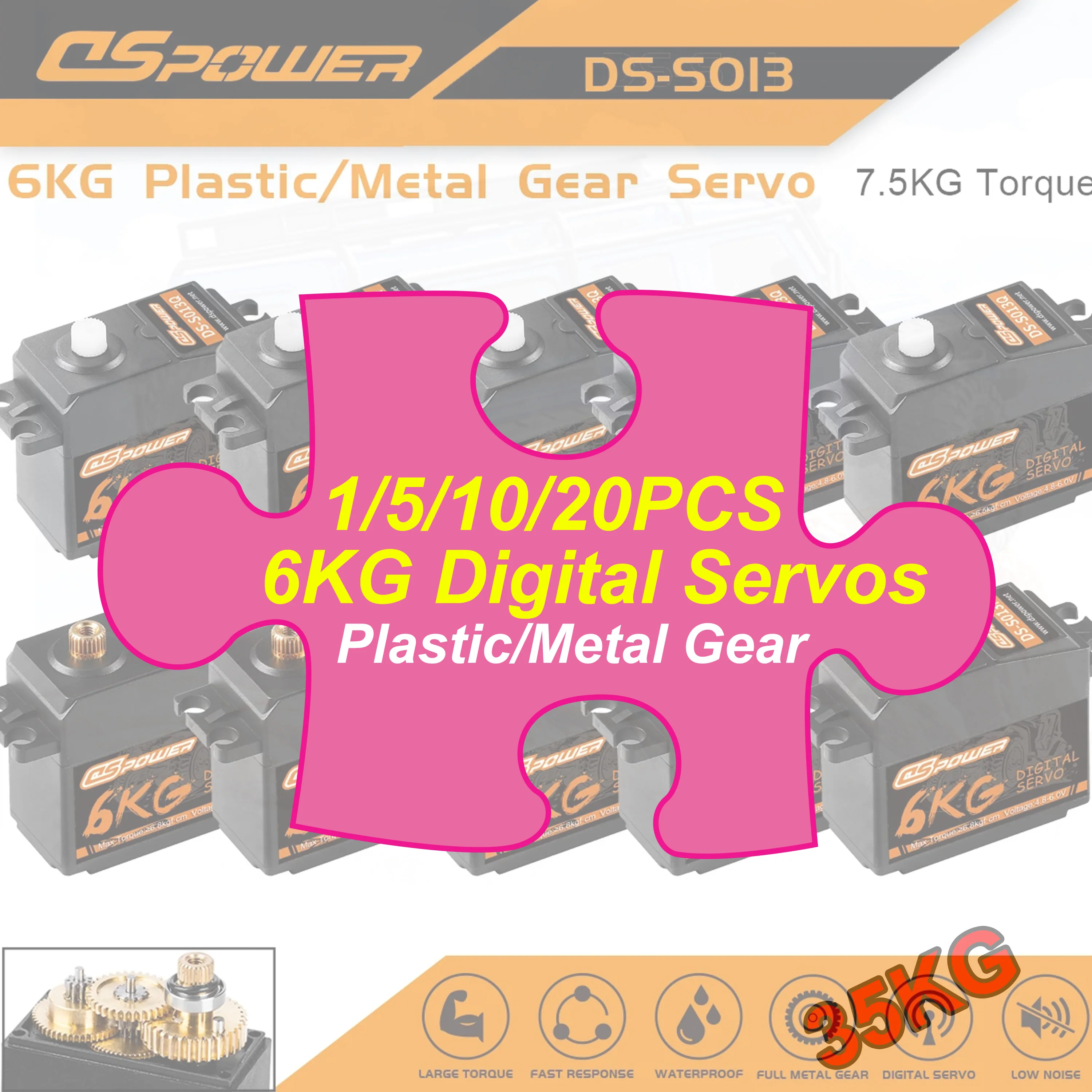 

DSpower 1/5/10/20pcs 6KG Digital Servos Plastic/Metal Gear for 1/10 RC Car Crawler Wltoys Scx10 Mn99s Mn86 12428 124018 124019