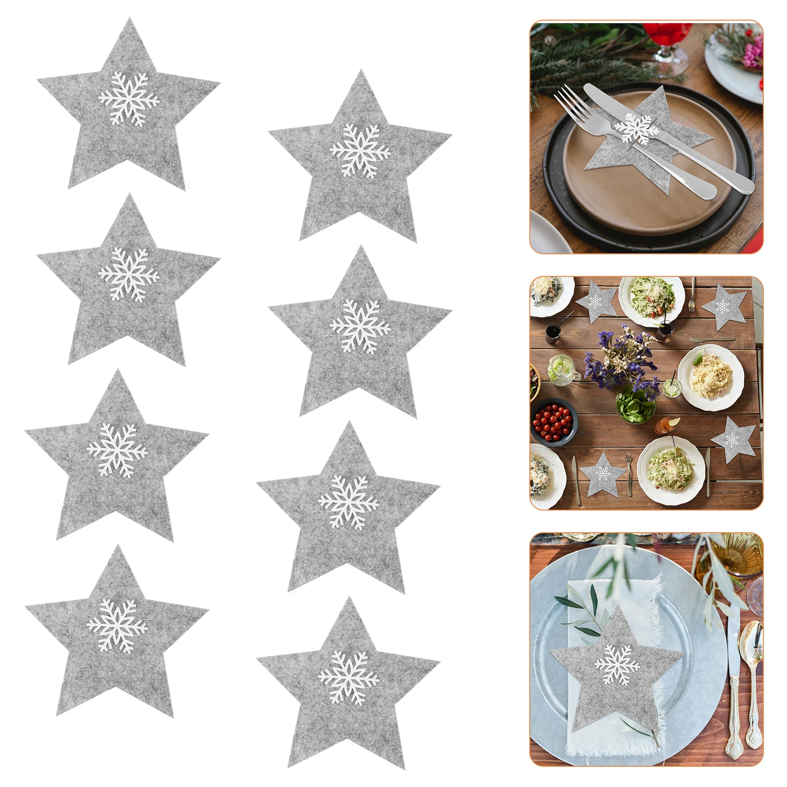

8Pcs Xmas Five-Pointed Star Cutlery Cover Tableware Pouch Party Supply Decorative Fork Cutter Bag Christmas Tableware Mat
