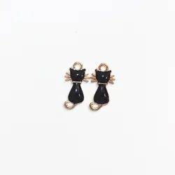 5Pcs Trend Black Color Cat Pendant Charms for Necklace Earring Bracelet Making DIY Jewelry Accessory Finding