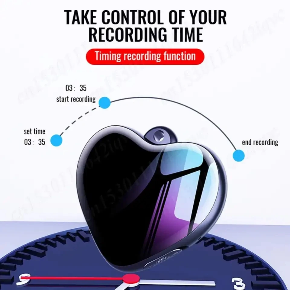 Digital Voice Activated Recording Device with LED Indicator Micro Pendant for Lectures Meetings Interviews - Timing Feature Incl