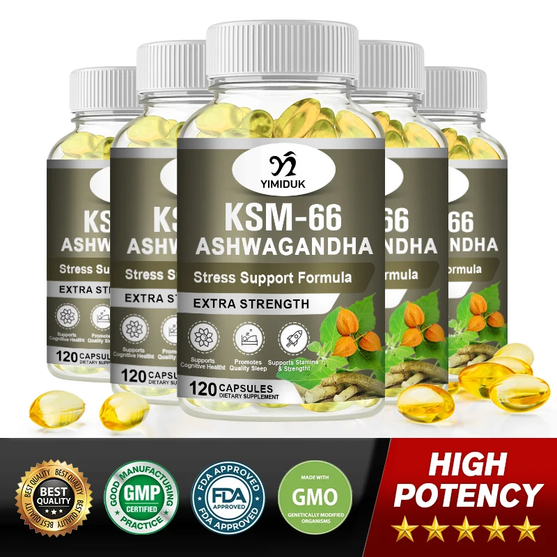 KSM-66 Ashwagandha-Kapseln-Stress, Stimmung und sportliche Unterstützung-ksm66 & schwarzer Pfeffer für maximale Absorption