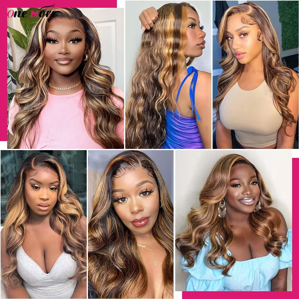 Body Wave Honey Blonde Highlight Human Hair Weave 4 Bundles 100% Brazilian Human Hair Bundle Extensions 4/27 Ombre Color Bundles