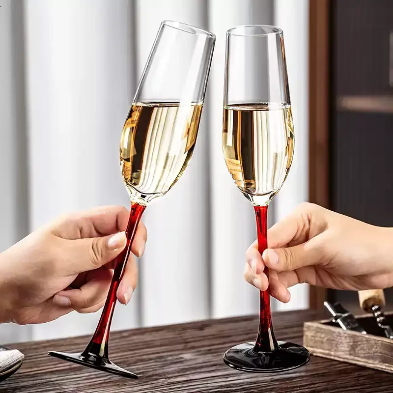 Champagne Glass Set, Home Creative 6 Pcs, Crystal Glass, 2 Red Wine Glasses, and A Pair of Sparkling Sweet Wine.