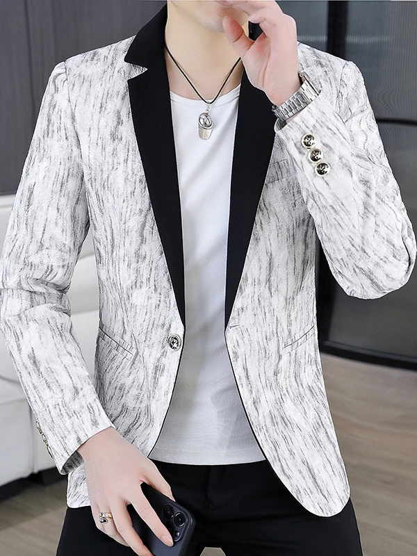 

Casual Sle Men's Single-breasted Jaet Spring Autumn Trendy Slim Fit Color Blo Youth Small Suit Outerwear Coat