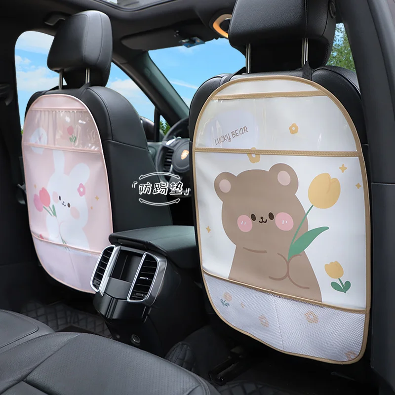 1PC Anti-Child-Kick Pad Car Seat Back Cover Protector for Kids Cartoon Auto Anti Kick Mat with Bag Waterproof Anti Kick Pad