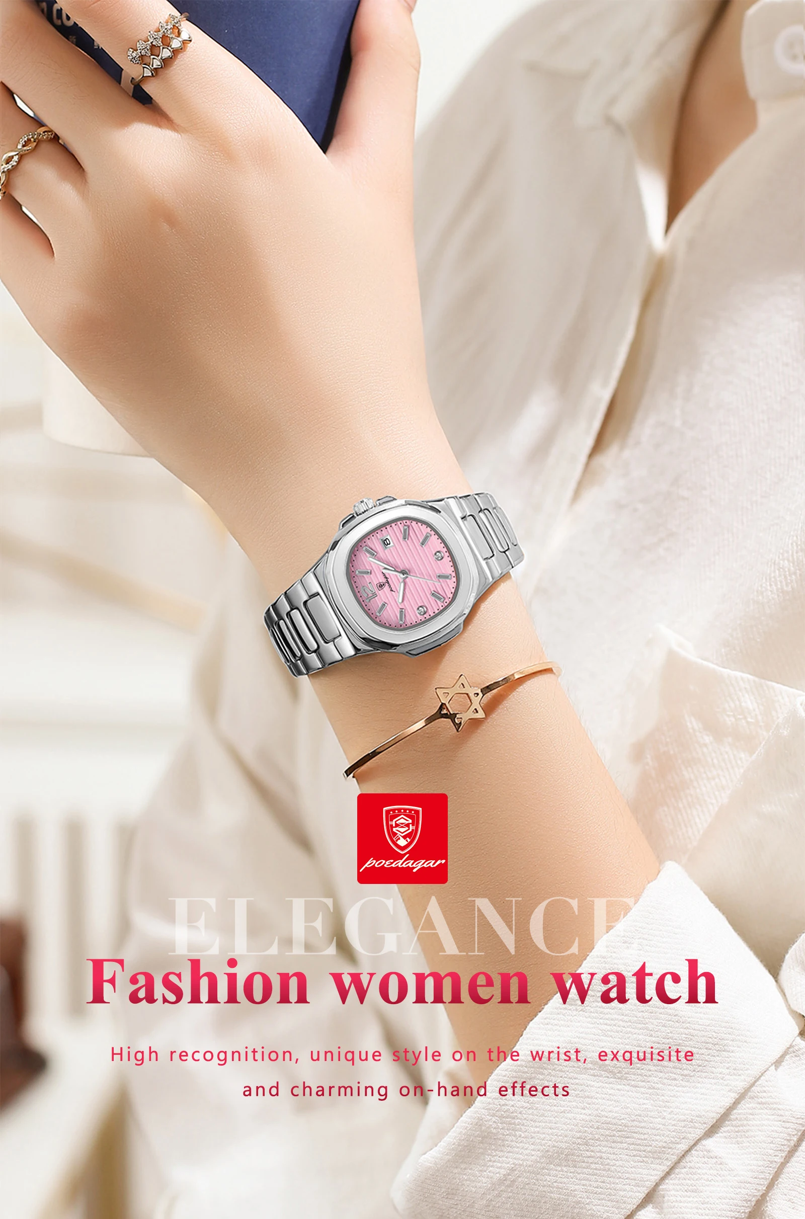 POEDAGAR Platz Mode Frau Armbanduhr Leuchtende Wasserdichte Datum Damen Uhr Luxus Hohe Qualität Quarz frauen Uhren Reloj – Detail 2