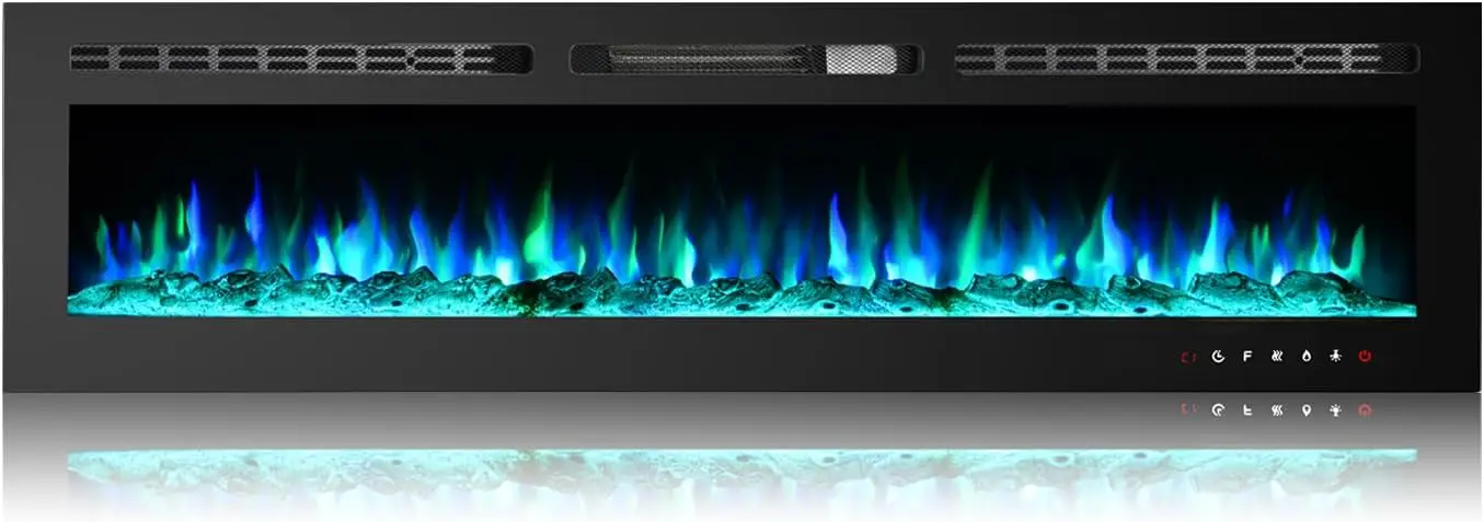 70 in Electric Fireplace Insert, Recessed and Wall Mounted Fireplace Linear Fireplace with Timer, Remote Control, Touch Screen,