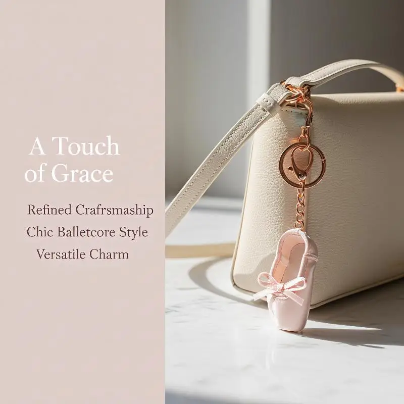 Mini Satin Ballet Shoes Keychain with Delicate Ribbon Bows Lovely Party Favor for Ballet Themed Events Souvenir Gift