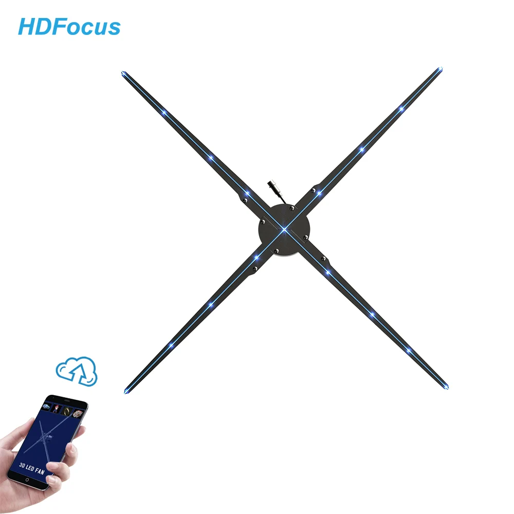HDFocus 100CM 3D Hologram Equipment in Air Video Display Indoor Advertising Holographic Projector LED Fan