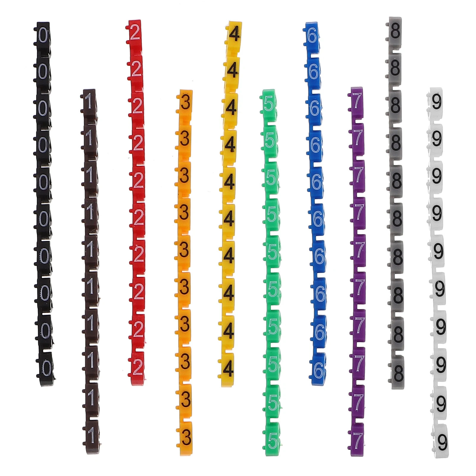 

100pcs Number Tubes 0 9 Colored Cable Labels 1. 2.0 3.0mm Clip on Wire Markers Multicolor Electrical Identifiers