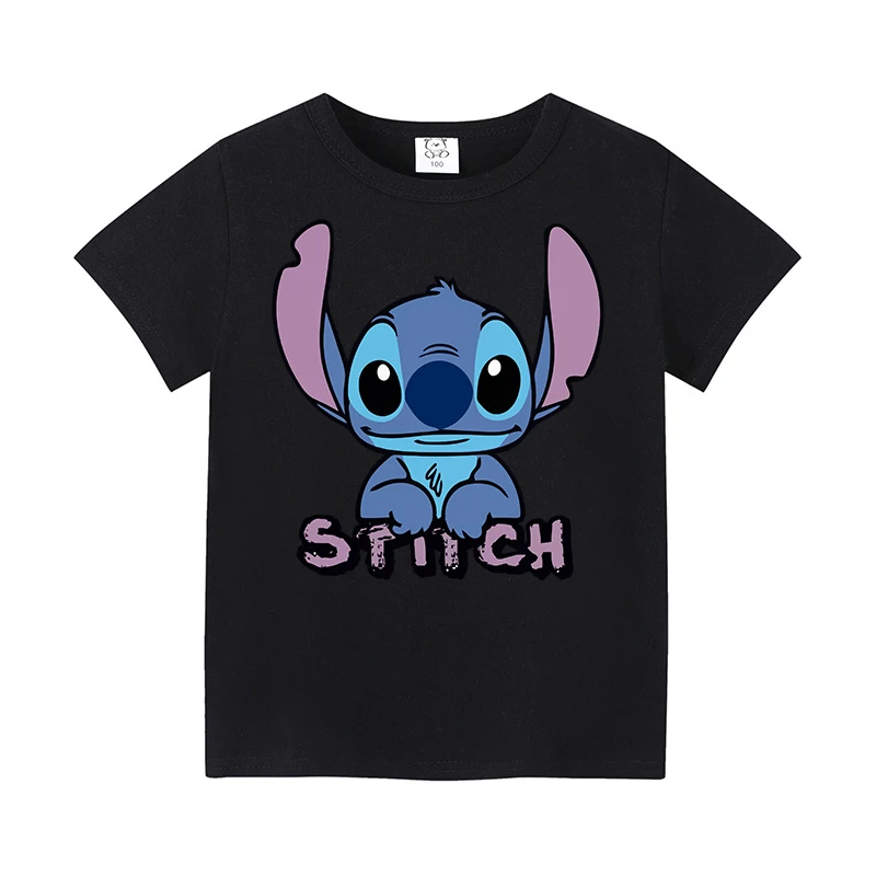 Boys Girl T Shirt Tops Stitch Disney Children\'s Clothing Short Sleeve T-shirts for Children Birthday Gifts Baby Summer Clothes