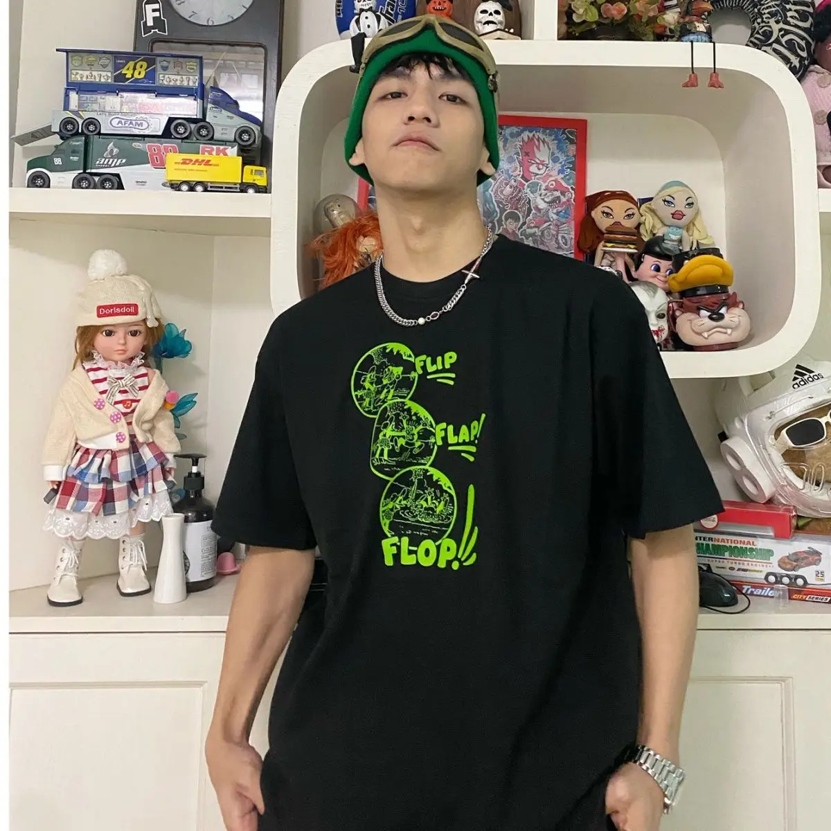 

Пары Américains Rétro Masculins Et Féminins Niche Pur Coton Col Rond À Manches Courtes Impression De Футболки