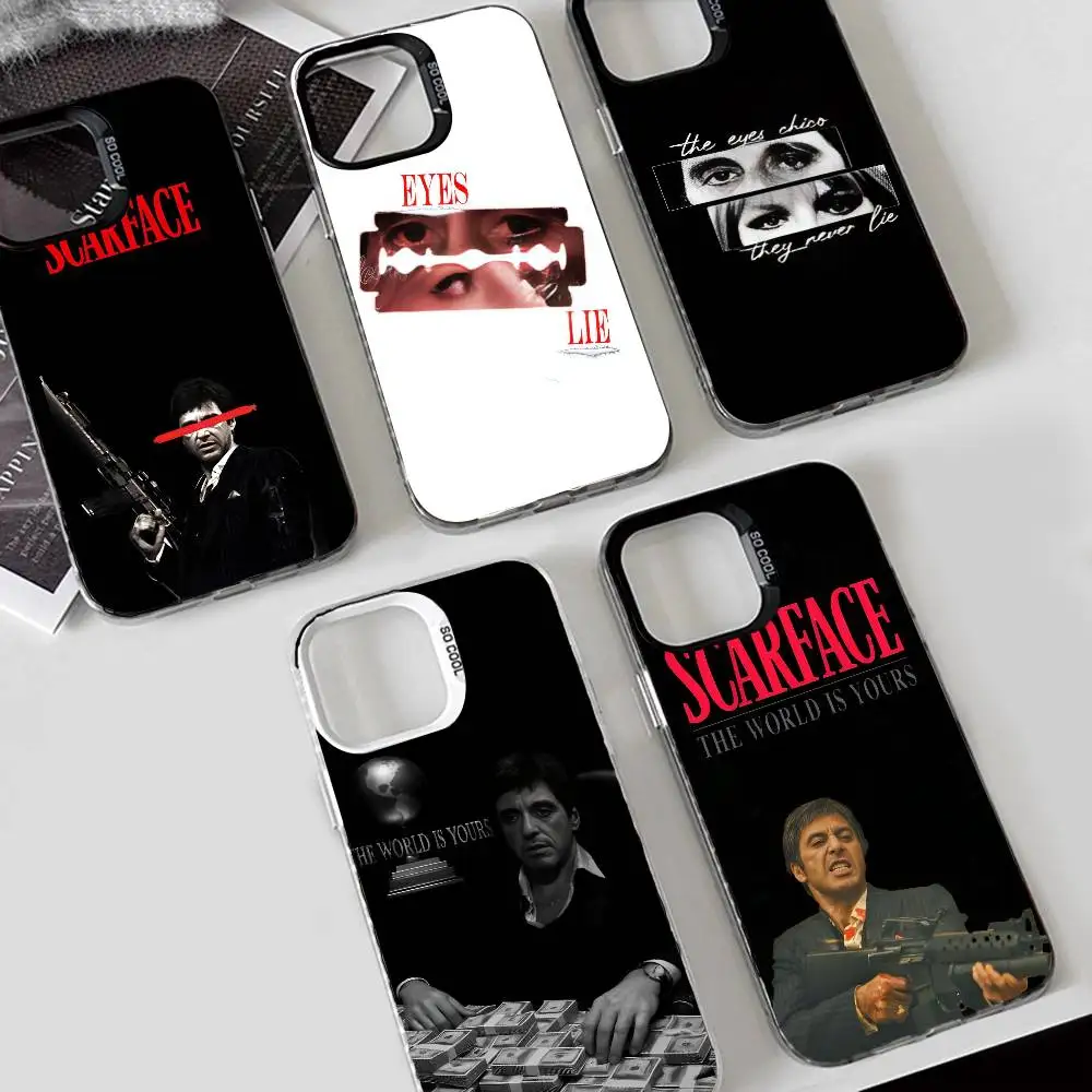 EPC T-Tony M-Montana S-Scarface Fashion Phone Case IMD Color Silver Shell For IPhone 16 15 14 13 12 11 Pro Max Plus