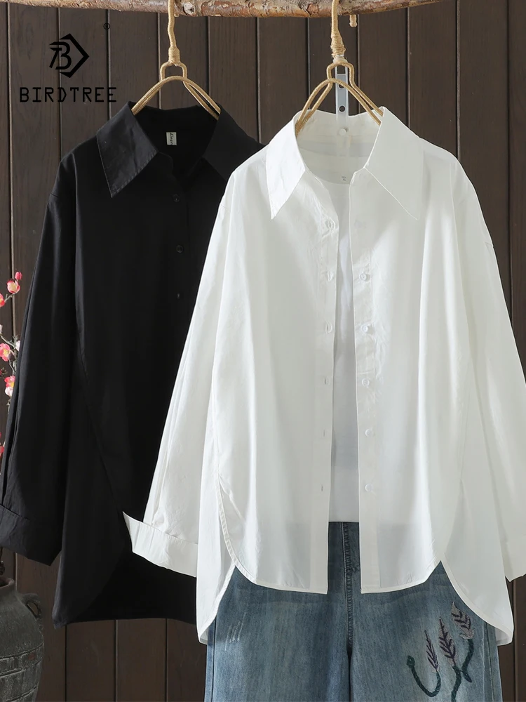 

New 2025 Autumn Cotton Long Sleeve Shirt, Women Turn-down Collar Solid, Mori Girl Simplicity Versatile Loose Blouse T58650CC