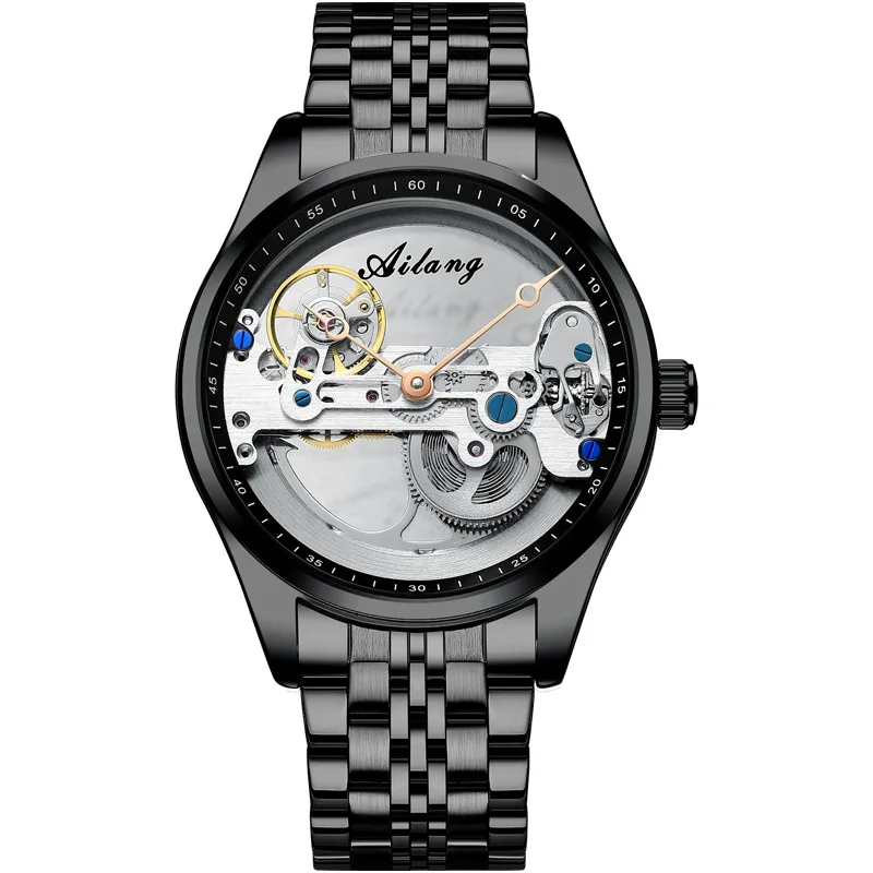 AI LANG Skeleton Mechanical Watches Luxury Steampunk Transparent Hollow Automatic Watch Relogio Masculino 8625