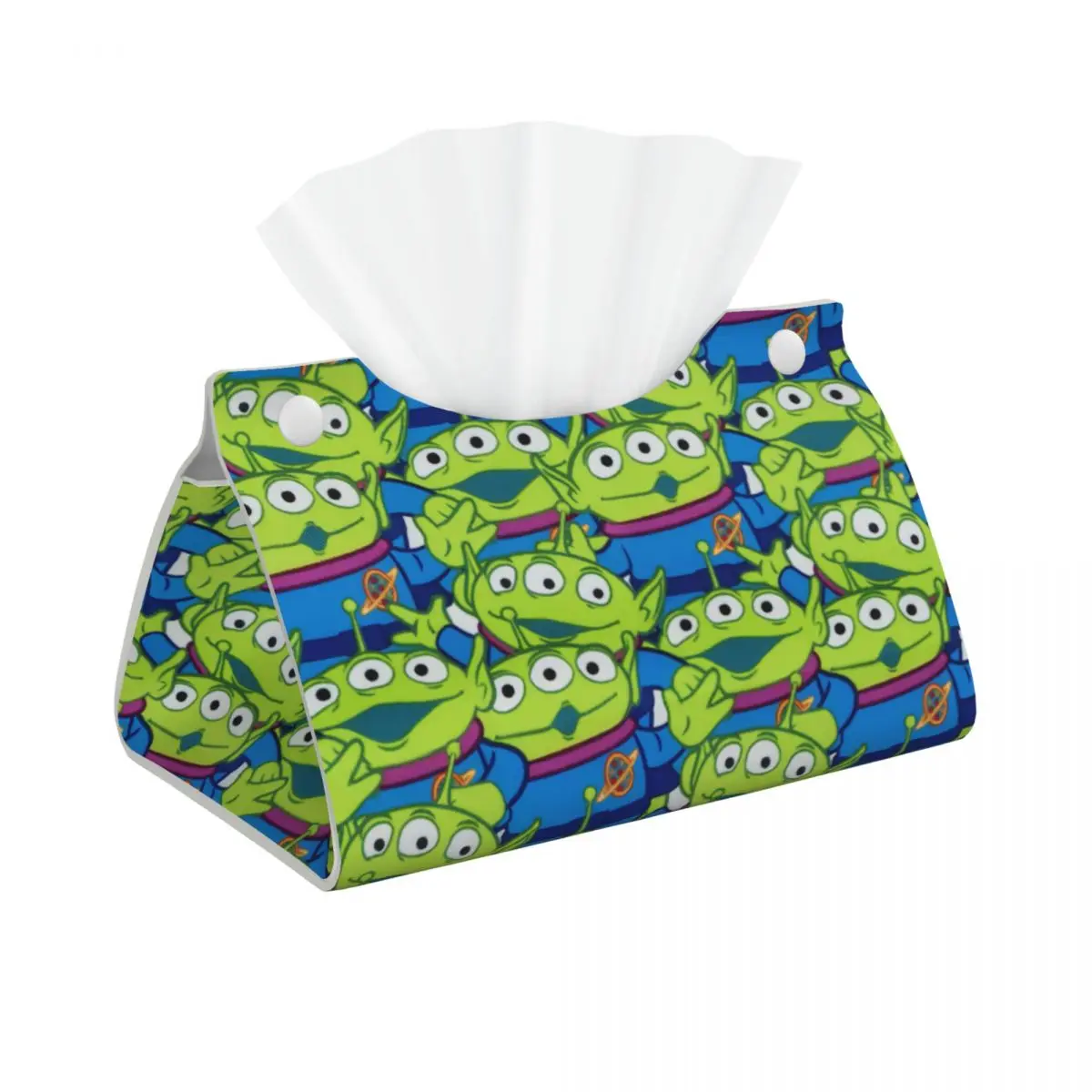 Custom Toy Story Alien Collage Tissue Box Holder Rectangular Animated PU Leather Facial Tissue Box Cover for Car Bathroom