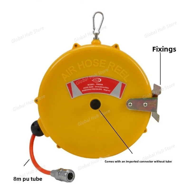 5mmx8mmx8M 6kg/cm² Automatic Retractable Reel Telescopic Air Drum Hose Pneumatic PU Tube Pneumatic Drum Bobbin Winder Scroll
