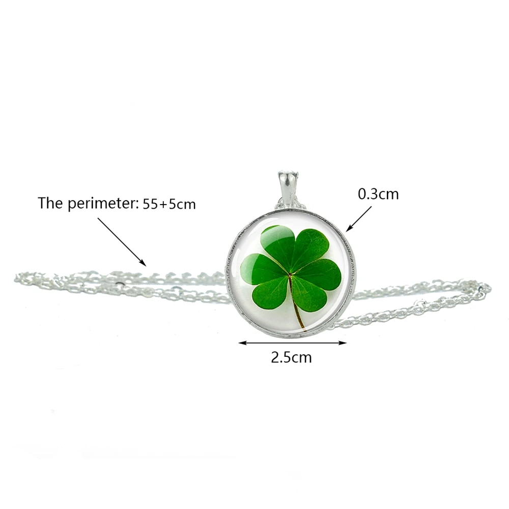 St. Patrick Day Necklaces Glass Cabochon Pendant Necklace Shamrock Clover Chains Amulet Ireland Lucky Green Jewelry Gift