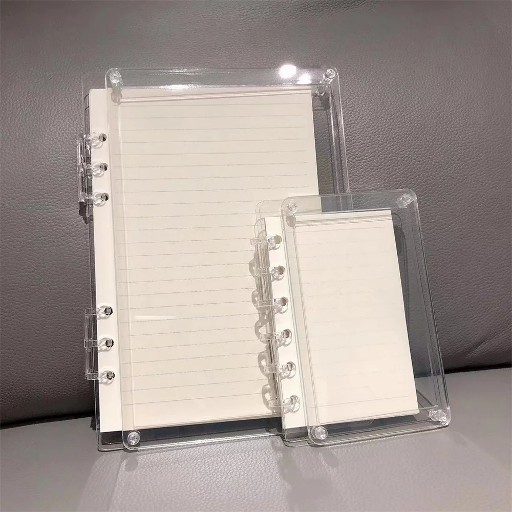 Transparent And Visible Acrylic Notebook Blank Cover Diy Binder Diary Book A7/A5 Loose Page Notebooks Students Stationery